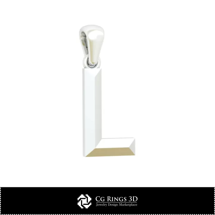 Pandantiv 3D CAD cu litera L Pandantiv 3D CAD cu litera L
