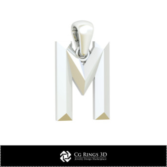 3D CAD Pendant With Letter M Home, Bijoux 3D CAO, Pendentifs 3D CAO, Pendentifs Lettre 3D