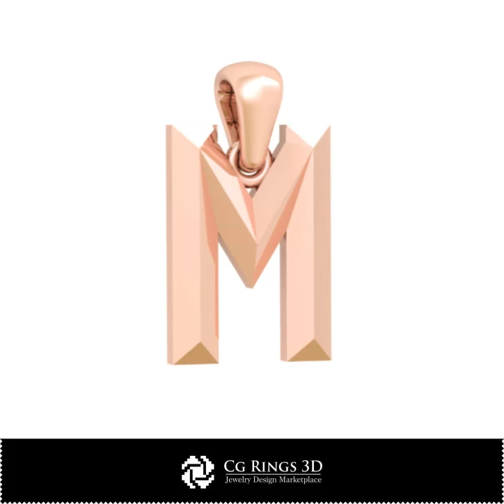 3D CAD Pendant With Letter M