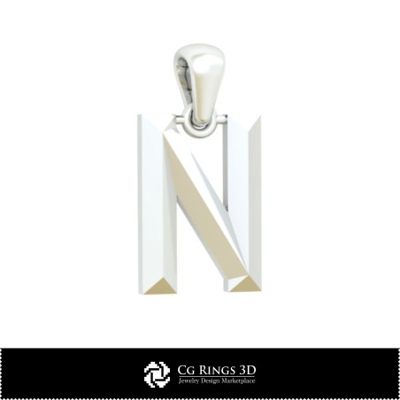 3D CAD Pendant With Letter N