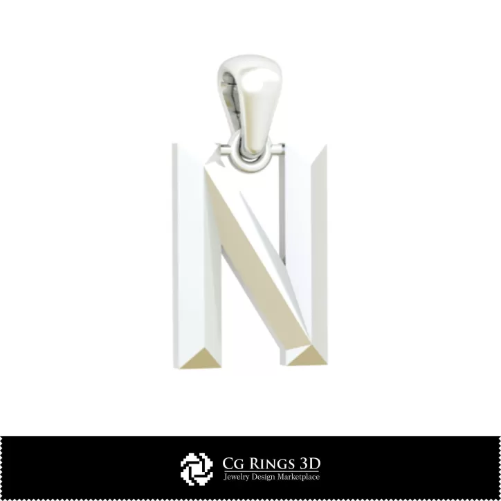 Colgante CAD 3D con letra N Colgante CAD 3D con letra N