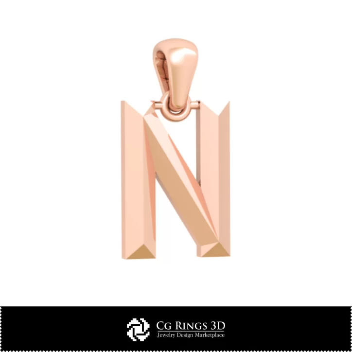 3D CAD Pendant With Letter N