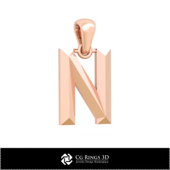 3D CAD Pendant With Letter N Home, Bijoux 3D CAO, Pendentifs 3D CAO, Pendentifs Lettre 3D