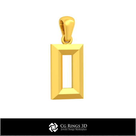 3D CAD Pendant With Letter O Home, Bijoux 3D CAO, Pendentifs 3D CAO, Pendentifs Lettre 3D