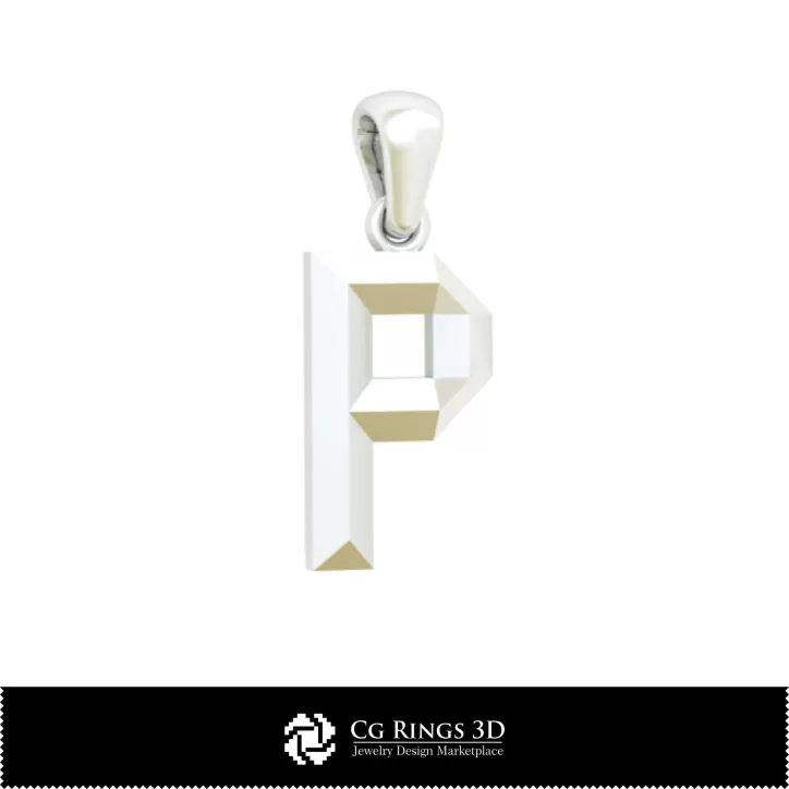 Colgante 3D CAD con letra P