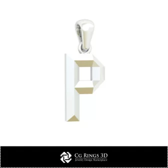 3D CAD Pendant With Letter P Home, Bijoux 3D CAO, Pendentifs 3D CAO, Pendentifs Lettre 3D