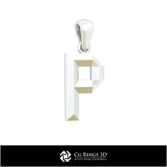 Pandantiv 3D CAD cu litera P pentru casă, bijuterii 3D CAD, pandantive 3D CAD, pandantive cu litere 3D