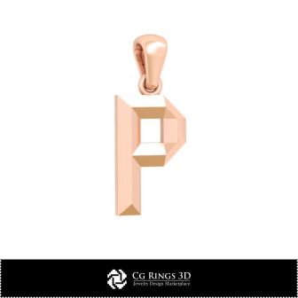 3D CAD Pendant With Letter P Home, Bijoux 3D CAO, Pendentifs 3D CAO, Pendentifs Lettre 3D