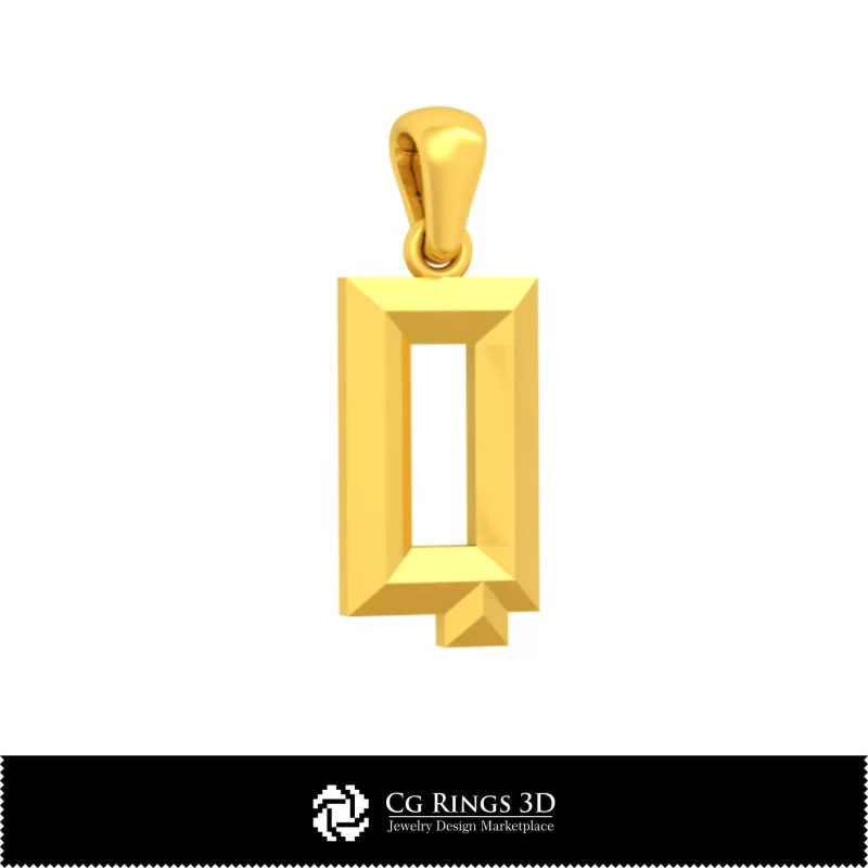 3D CAD Pendant With Letter Q Home, Bijoux 3D CAO, Pendentifs 3D CAO, Pendentifs Lettre 3D