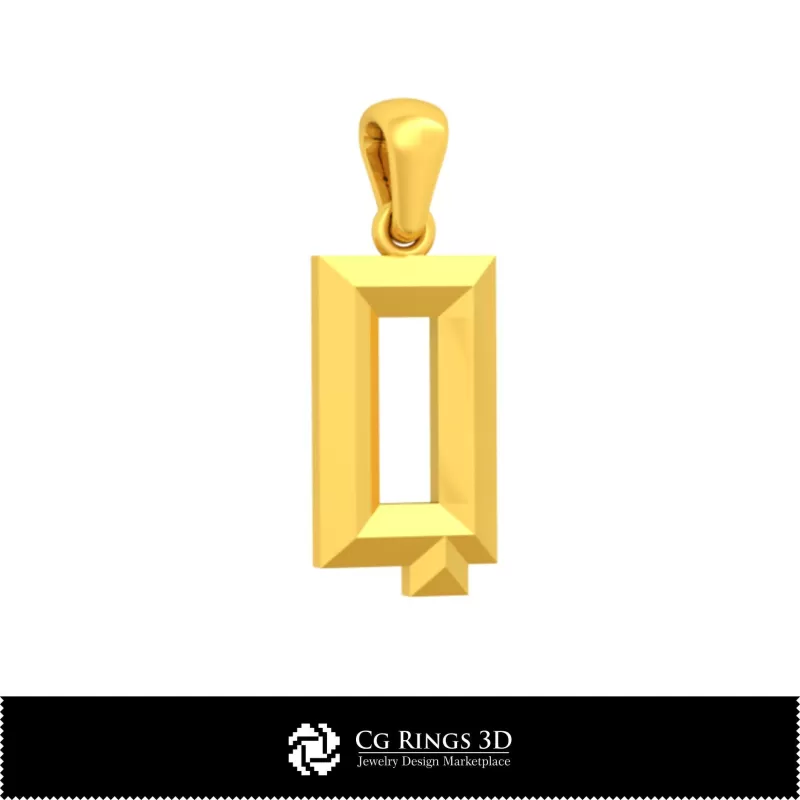 Pendentif 3D CAO avec la lettre Q Pendentif 3D CAO avec la lettre Q