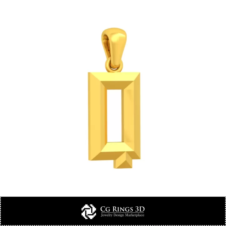 带字母Q的3D CAD 吊坠