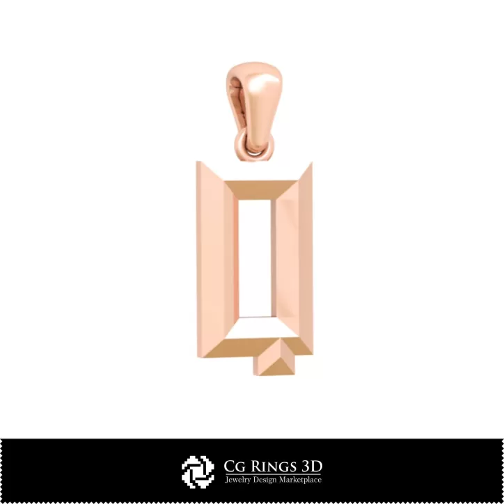 带字母Q的3D CAD 吊坠