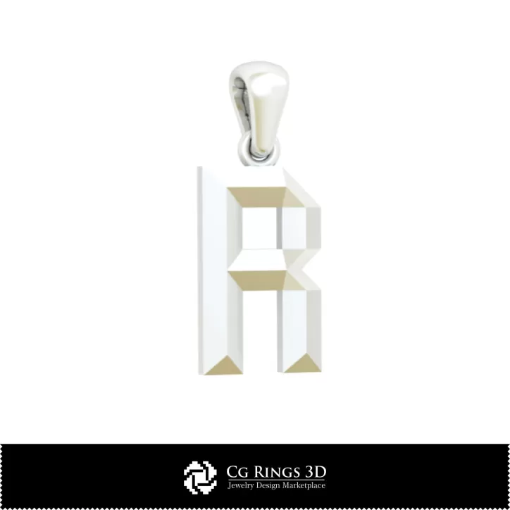 Ciondolo 3D CAD con lettera R Ciondolo 3D CAD con lettera R
