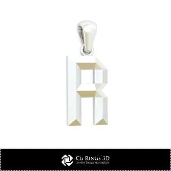 3D CAD Pendant With Letter R Home, Bijuterii 3D , Pandative 3D CAD, Pandativ cu Litere 3D 