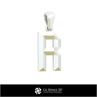 3D CAD Pendant With Letter R Home,  Jewelry 3D CAD, Pendants 3D CAD , 3D Letter Pendants