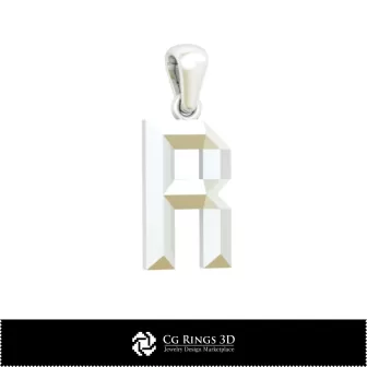 Pendentif 3D CAO avec lettre R Maison, Bijoux 3D CAO, Pendentifs 3D CAO, Pendentifs lettre 3D
