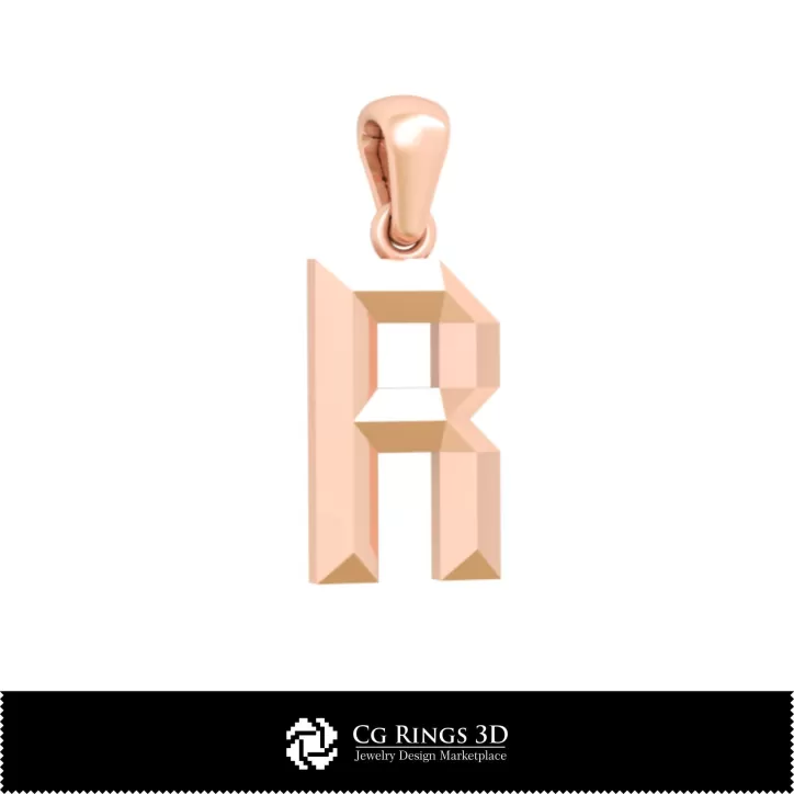 Pendentif 3D CAO avec lettre R