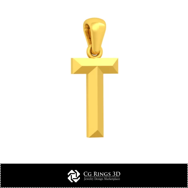 Colgante 3D CAD con letra T