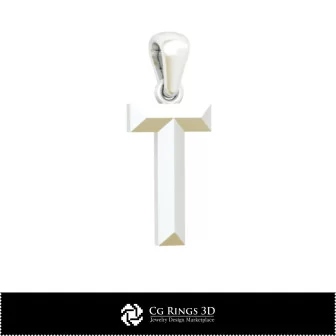 3D CAD Pendant With Letter T Home, Bijoux 3D CAO, Pendentifs 3D CAO, Pendentifs Lettre 3D