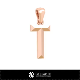 3D-CAD-Anhänger mit Buchstabe T Home, Schmuck 3D-CAD, Anhänger 3D-CAD, 3D-Buchstabenanhänger