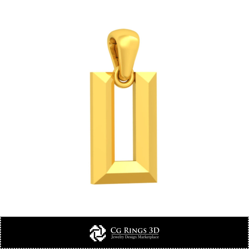 3D CAD Pendant With Letter U Home, Bijoux 3D CAO, Pendentifs 3D CAO, Pendentifs Lettre 3D