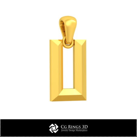 3D CAD Pendant With Letter U Home,  Jewelry 3D CAD, Pendants 3D CAD , 3D Letter Pendants