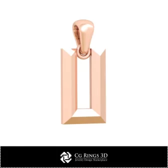 3D CAD Pendant With Letter U Home, Jewelry 3D CAD, Pendants 3D CAD , 3D Letter Pendants