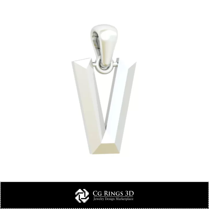 Ciondolo 3D CAD con lettera V Ciondolo 3D CAD con lettera V