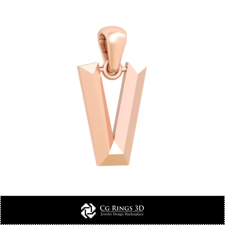 Ciondolo 3D CAD con lettera V Ciondolo 3D CAD con lettera V