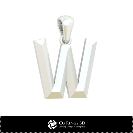 3D CAD Pendant With Letter W