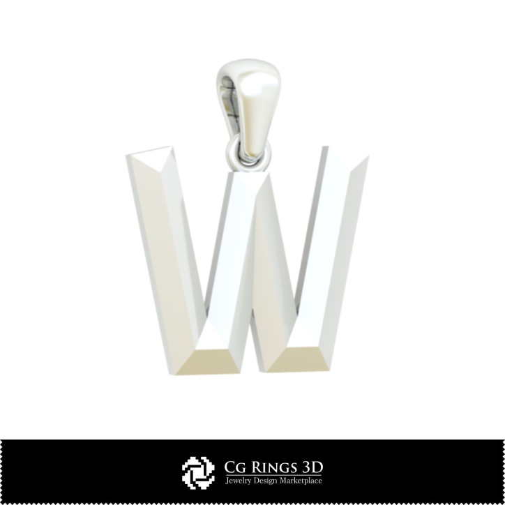 3D CAD Pendant With Letter W