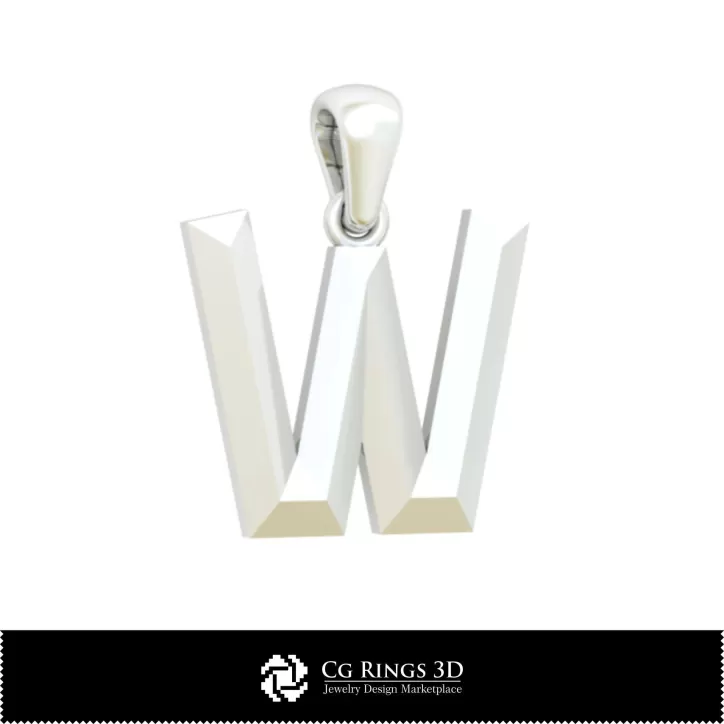 Ciondolo 3D CAD con lettera W Ciondolo 3D CAD con lettera W