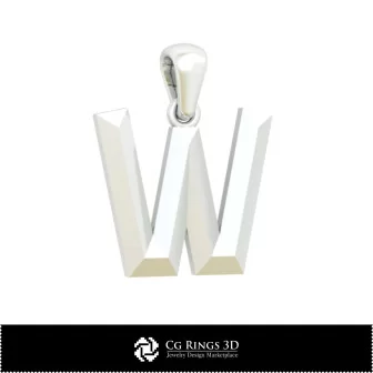 3D CAD Pendant With Letter W Home, Bijoux 3D CAO, Pendentifs 3D CAO, Pendentifs Lettre 3D