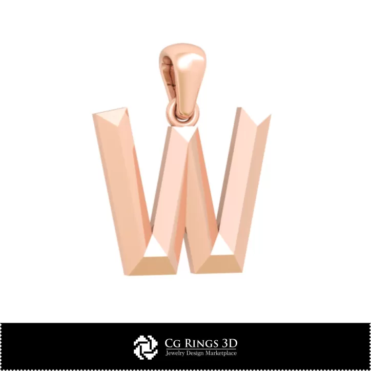 3D-CAD-Anhänger mit Buchstabe W