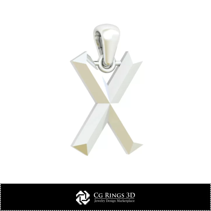 3D CAD Pendant With Letter X