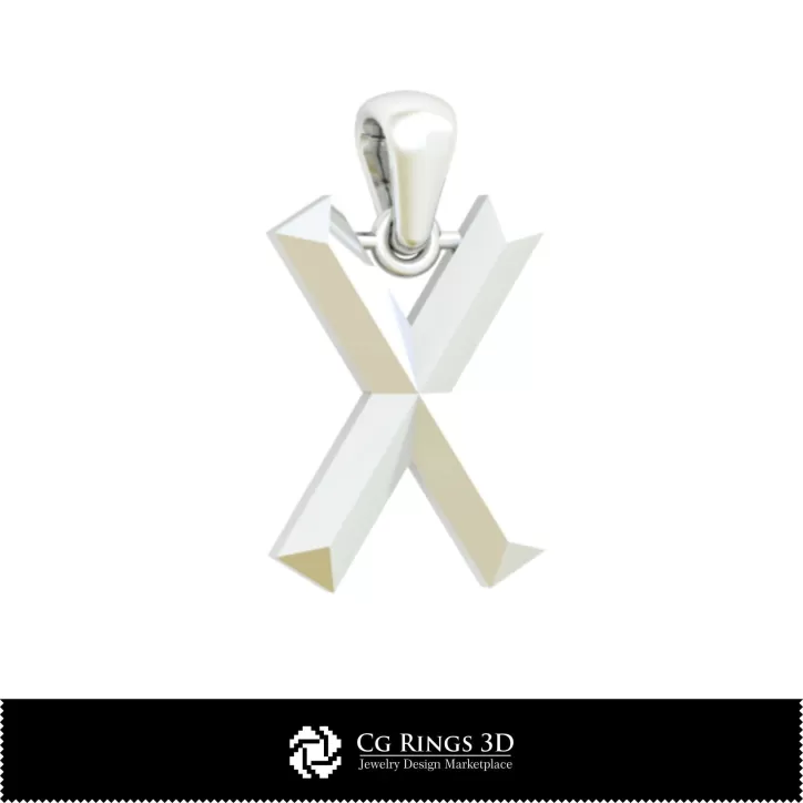 Pendentif 3D CAO avec la lettre X
