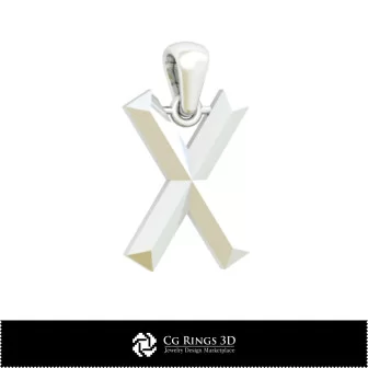 3D CAD Pendant With Letter X Home, Jewelry 3D CAD, Pendants 3D CAD , 3D Letter Pendants