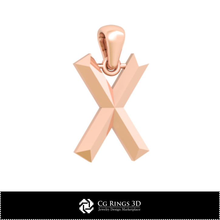 3D CAD Pendant With Letter X