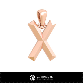 3D CAD Pendant With Letter X Home,  Jewelry 3D CAD, Pendants 3D CAD , 3D Letter Pendants