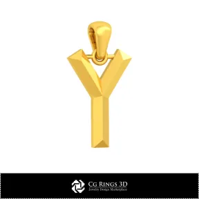 3D CAD Pendant With Letter Y Home, Bijoux 3D CAO, Pendentifs 3D CAO, Pendentifs Lettre 3D