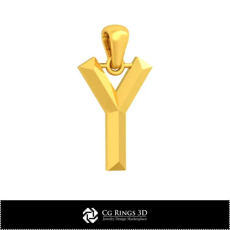 3D CAD Pendant With Letter Y Home, Bijuterii 3D , Pandative 3D CAD, Pandativ cu Litere 3D 