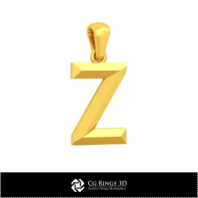 3D CAD Pendant With Letter Z Home, Jewelry 3D CAD, Pendants 3D CAD , 3D Letter Pendants