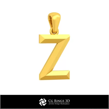 Pendentif 3D CAO avec lettre Z Maison, Bijoux 3D CAO, Pendentifs 3D CAO, Pendentifs lettre 3D