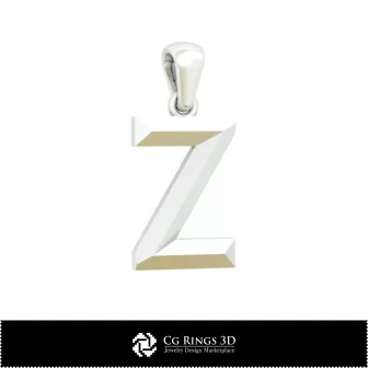 3D CAD Pendant With Letter Z Home, Bijuterii 3D , Pandative 3D CAD, Pandativ cu Litere 3D 