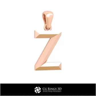 Ciondolo 3D CAD con lettera Z Home, Gioielleria 3D CAD, Ciondoli 3D CAD, Ciondoli con lettera 3D
