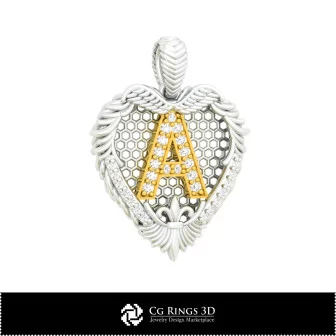 3D CAD Pendant With Letter A Home, Bijoux 3D CAO, Pendentifs 3D CAO, Bijoux Vintage 3D CAO, Pendentifs Diamant 3D, Pendentifs Le