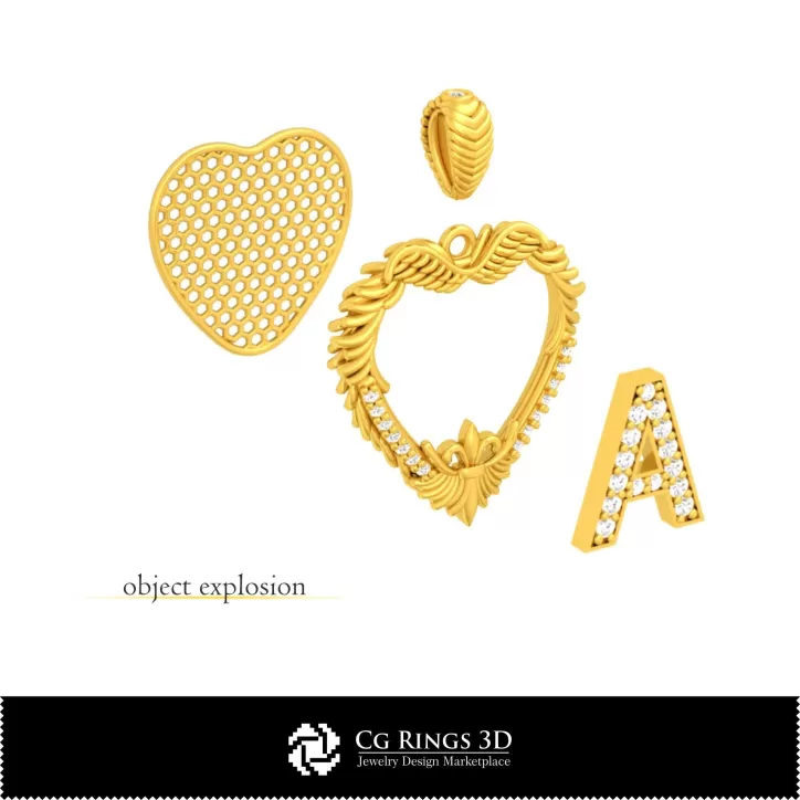 Colgante 3D CAD con la letra A