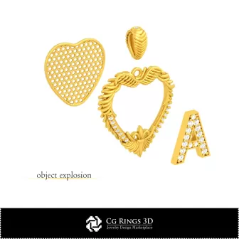 3D-CAD-Anhänger mit Buchstabe B Home, Schmuck 3D-CAD, Anhänger 3D-CAD, Vintage-Schmuck 3D-CAD, 3D-viktorianischer Schmuck, 3D