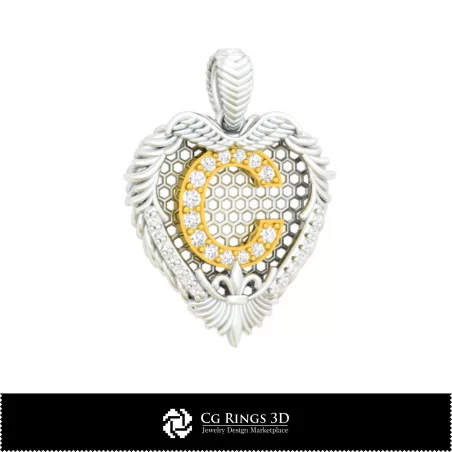 3D CAD Pendant With Letter C