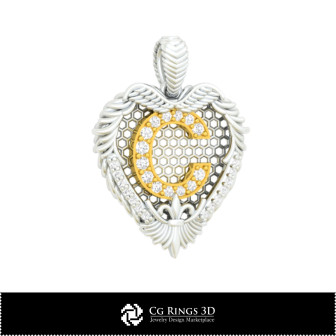 3D CAD Pendant With Letter C Home,  Jewelry 3D CAD, Pendants 3D CAD , Vintage Jewelry 3D CAD , 3D Diamond Pendants, 3D Letter Pe